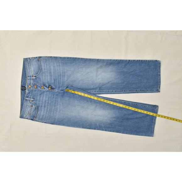 J.Crew Women's Blue High Rise Full Length Wide Leg Jeans Size 32 Button Fly - Picture 4 of 8